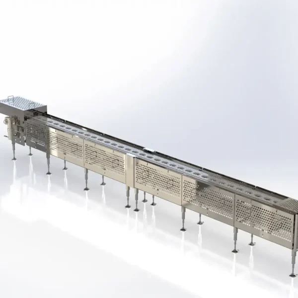 This is a 3D model rendering of an FEMC Fixtured Belt Conveyor.