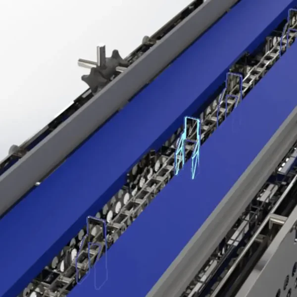 This is a 3D model rendering of an FEMC Flighted Belt Conveyor.