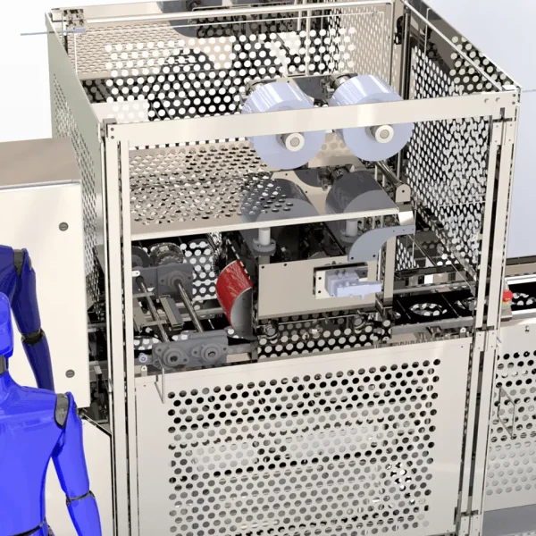 This is a 3D rendering of an FEMC Roller Drum Heat sealer for food packaging automation equipment.